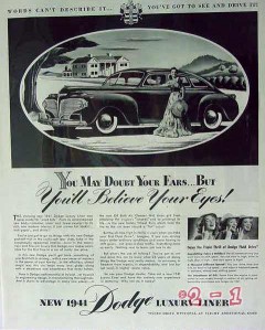 dodge 1941 gone with the wind luxury car vintage ad