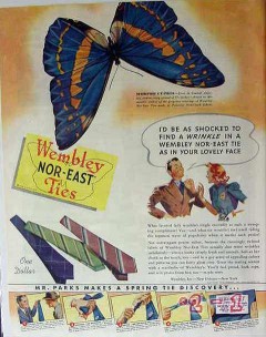 wembley nor-east ties 1940 morpho cypris mans tie vintage ad wembley nor-east ties 1940 morpho cypris mans tie vintage ad