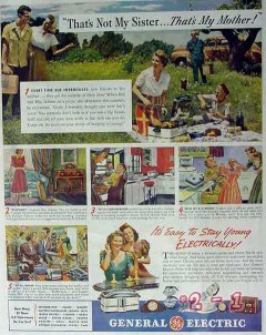 general electric 1940 not my sister stay young electrically vintage ad