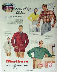marlboro shirt co 1949 major style college tresome jacket vintage ad marlboro shirt co 1949 major style college tresome jacket vintage ad