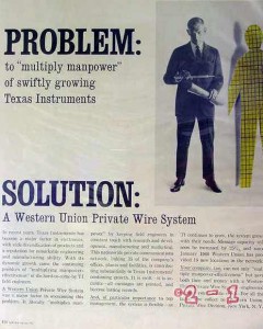 western union 1961 texas instruments private wire system vintage ad