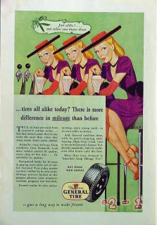 general tire 1945 soda fountain triplets car tires vintage ad