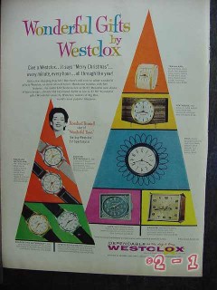 westclox 1958 christmas clocks watches gift vintage ad