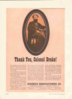 Hendrick Mfg Company 1959 Vintage Ad Oil Refineries Colonel Drake Gas