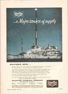 Stauffer Chemical Company 1959 Vintage Ad Sulfuric Acid Petrochemical Stauffer Chemical Company 1959 Vintage Ad Sulfuric Acid Petrochemical