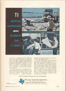Texas Instruments Inc 1959 Vintage Ad TI Geophysical Seismograph Oil Texas Instruments Inc 1959 Vintage Ad TI Geophysical Seismograph Oil