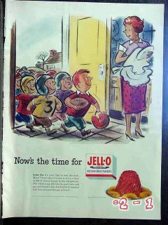 jell-o 1952 kids football art whitney darrow jello food vintage ad
