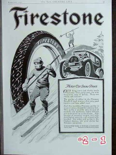 firestone tire rubber compan 1917 motor car snow shoes tire vintage ad
