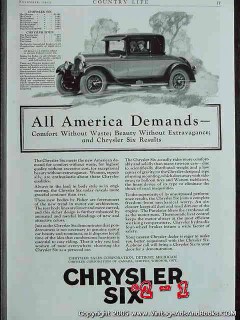 chrysler six 1925 crown imperial sedan car vintage ad chrysler six 1925 crown imperial sedan car vintage ad