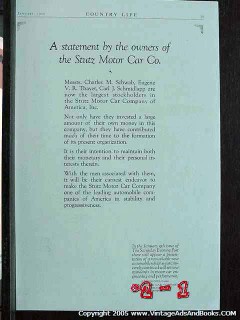 stutz motor car company 1926 charles schwab stocks car vintage ad