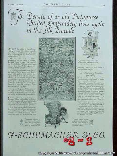 f schumacher company 1926 portuguese quilted embroidery vintage ad