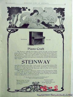 steinway and sons 1906 vertegrand lady harp piano craft vintage ad
