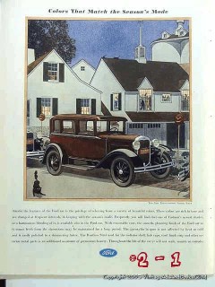 ford 1930 halloween season color three window fordor car vintage ad