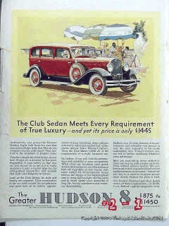 hudson 8 1931 beach ladies club sedan car vintage ad