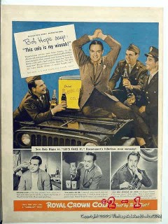 royal crown cola 1943 bob hope ww2 wwii bottle rc vintage ad