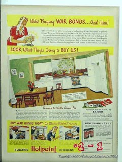 hotpoint 1943 ww2 war bonds refrigerator stove appliance vintage ad