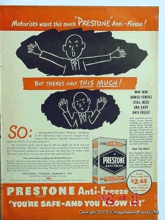 prestone anti-freeze 1945 ucc ww2 wwii car vintage ad prestone anti-freeze 1945 ucc ww2 wwii car vintage ad