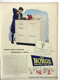 norge gas range 1945 cub scout stove oven vintage ad