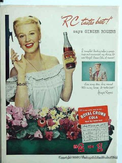 royal crown cola 1948 ginger rogers rc soda pop vintage ad