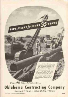 Oklahoma Contracting Company 1951 Vintage Ad Oil Pipe Line Pipeliners Oklahoma Contracting Company 1951 Vintage Ad Oil Pipe Line Pipeliners