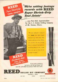 Reed Roller Bit Company 1951 Vintage Ad CE Brehm Drilling Mt Vernon IL Reed Roller Bit Company 1951 Vintage Ad CE Brehm Drilling Mt Vernon IL