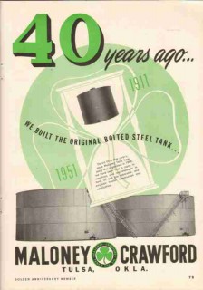 Maloney-Crawford Tank Mfg Company 1951 Vintage Ad Oil Original Bolted Maloney-Crawford Tank Mfg Company 1951 Vintage Ad Oil Original Bolted