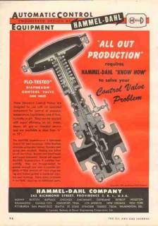 Hammel-Dahl Company 1951 Vintage Ad Oil Field Valve Control Equipment Hammel-Dahl Company 1951 Vintage Ad Oil Field Valve Control Equipment