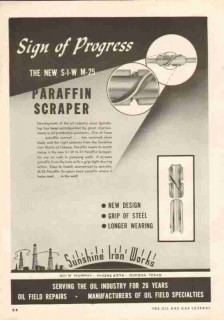 Sunshine Iron Works Inc 1951 Vintage Ad Oil Drilling Paraffin Scraper Sunshine Iron Works Inc 1951 Vintage Ad Oil Drilling Paraffin Scraper