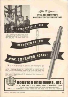 Houston Engineers Inc 1951 Vintage Ad Oilfield Blue Ridge Fishing Tool