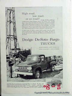 dodge 1959 gas oil field desoto fargo 4x4 power wagon truck vintage ad
