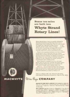 MacWhyte Wire Rope Company 1959 Vintage Ad Oil Drilling Rotary Lines