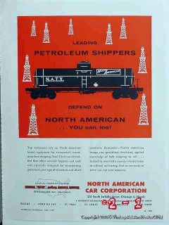 north american car corp 1959 rr oil railroad tank train vintage ad