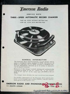 emerson 1950 3 speed automatic record changer service note emerson 1950 3 speed automatic record changer service note
