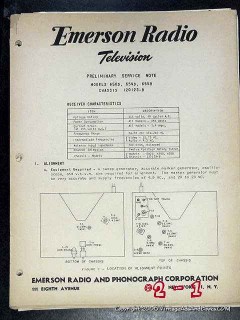 emerson 1950 tv models 650d 654d 655d service note television emerson 1950 tv models 650d 654d 655d service note television
