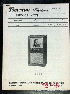 emerson 1950 model 699b television preliminary service notes