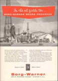 Borg-Warner Inc 1959 Vintage Ad Oil Field Equipment Tools Progress BJ