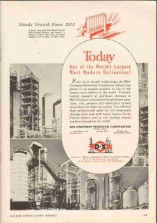 Mid-Continent Petroleum Corp 1951 Vintage Ad Oil Refinery Most Modern
