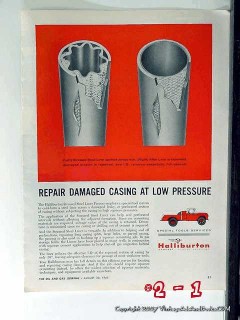 Halliburton Company 1965 Vintage Ad Repair Damaged Casing Low Pressure Halliburton Company 1965 Vintage Ad Repair Damaged Casing Low Pressure