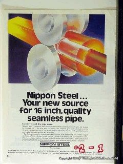 nippon steel 1977 new source for 16 inch seamless pipe oil vintage ad