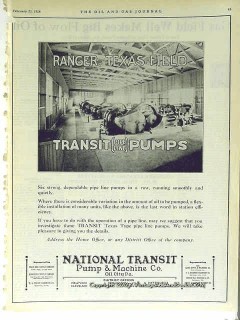 National Transit Pump Machine Company 1928 Vintage Ad Oil Ranger Field