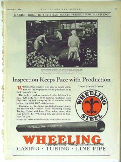 Wheeling Steel Company 1928 Vintage Ad Oil Pipeline Tubing Casing Pace