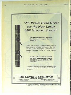 Layne Bowler Company 1928 Vintage Ad Oil Water Well Screen Oilfield Layne Bowler Company 1928 Vintage Ad Oil Water Well Screen Oilfield