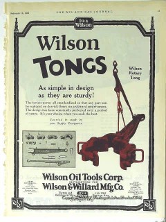 Wilson Willard Mfg Company 1928 Vintage Ad Oil Field Rotary Tong Tools Wilson Willard Mfg Company 1928 Vintage Ad Oil Field Rotary Tong Tools