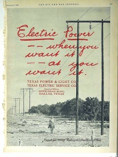 Texas Power Light Company 1928 Vintage Ad Tx Electric When You Want It