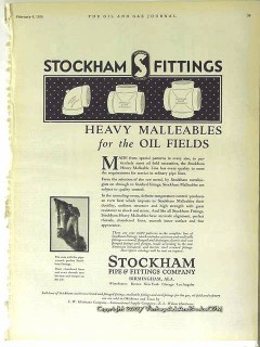 Stockham Pipe Fittings Company 1928 Vintage Ad Oil Field Malleables