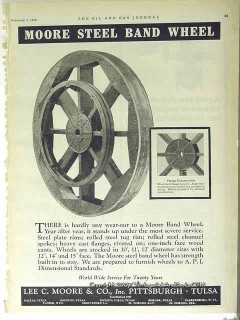 Lee C Moore Company 1928 Vintage Ad Oil Field Steel Band Wheel Flange Lee C Moore Company 1928 Vintage Ad Oil Field Steel Band Wheel Flange