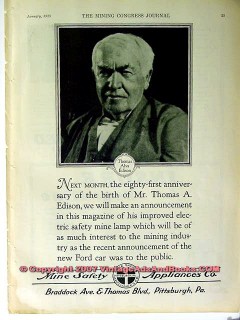 mine safety appliances company 1928 edison birth 81 years vintage ad