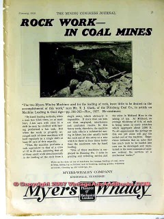 myers-whaley company 1928 rock work in coal mines vintage ad