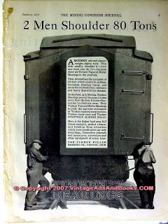 timken roller bearing company 1928 two men shoulder 80 tons vintage ad