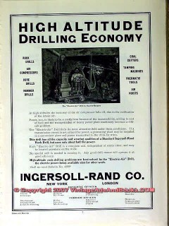 ingersoll-rand company 1910 high altitude drilling economy vintage ad
